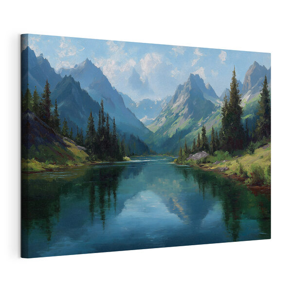 Quadri Fiume con alberi e montagne sullo sfondo (COD: s49632) Quadri Quadri Fiume con alberi e montagne sullo sfondo (COD: s49632)