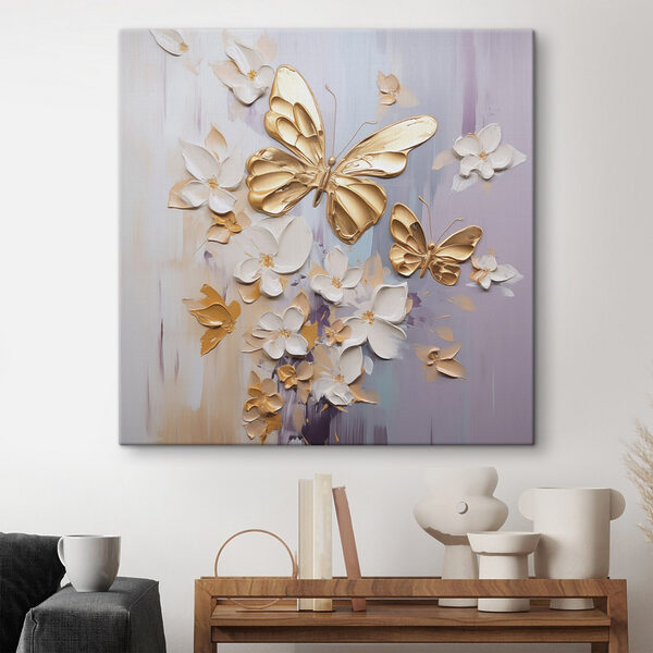 Painting of butterflies and flowers