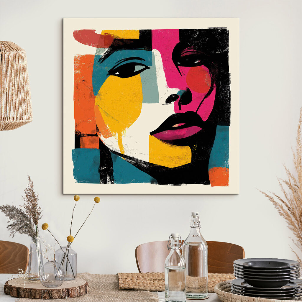 Viso di una donna con colori vivaci Viso di una donna con colori vivaci