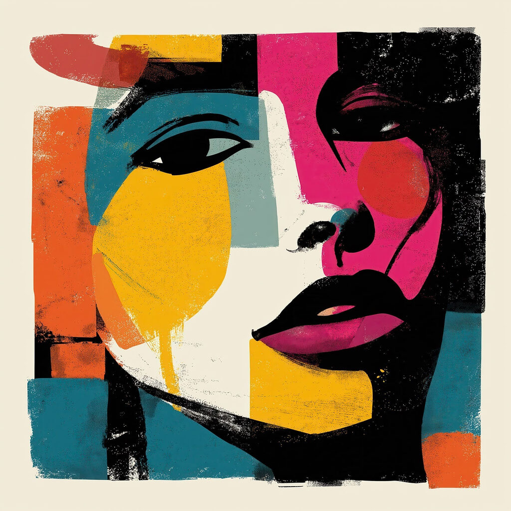 Viso di una donna con colori vivaci Viso di una donna con colori vivaci