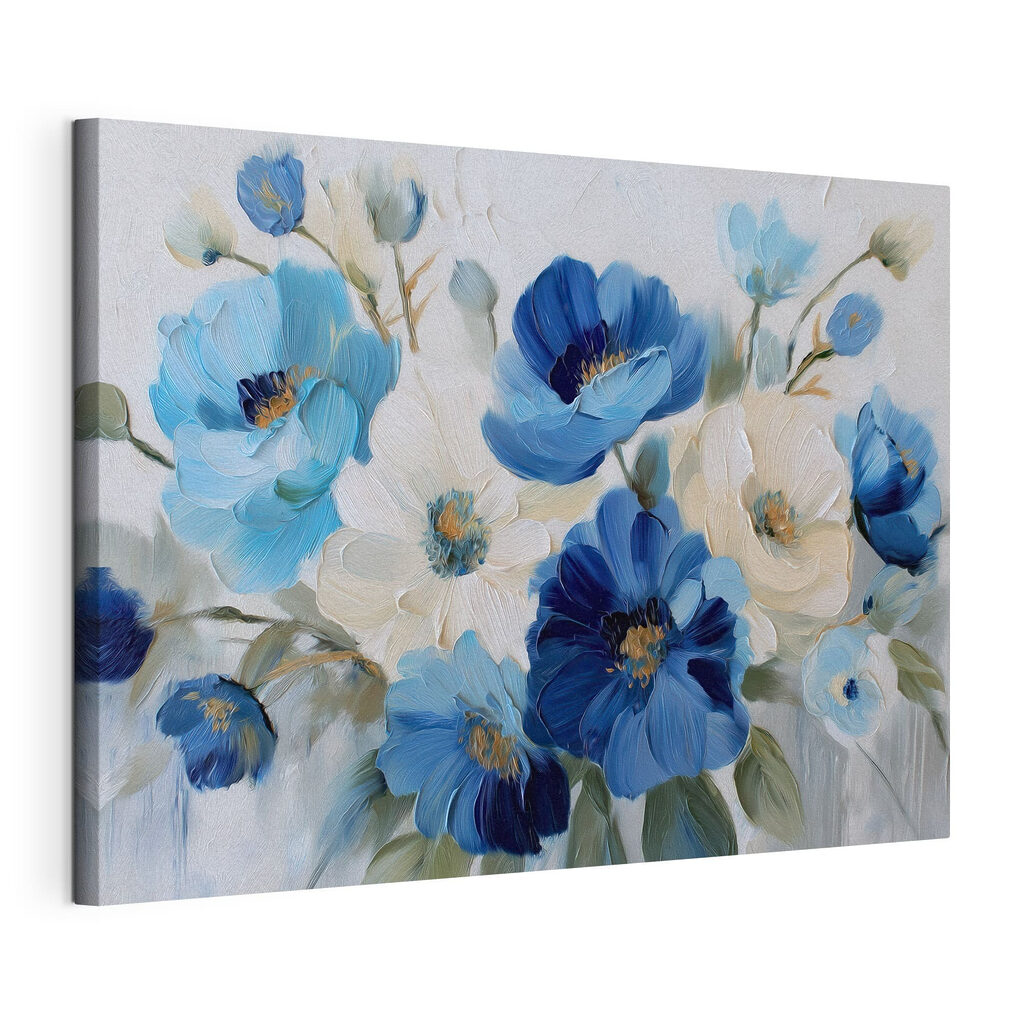 Painting of blue and white flowers Painting of blue and white flowers