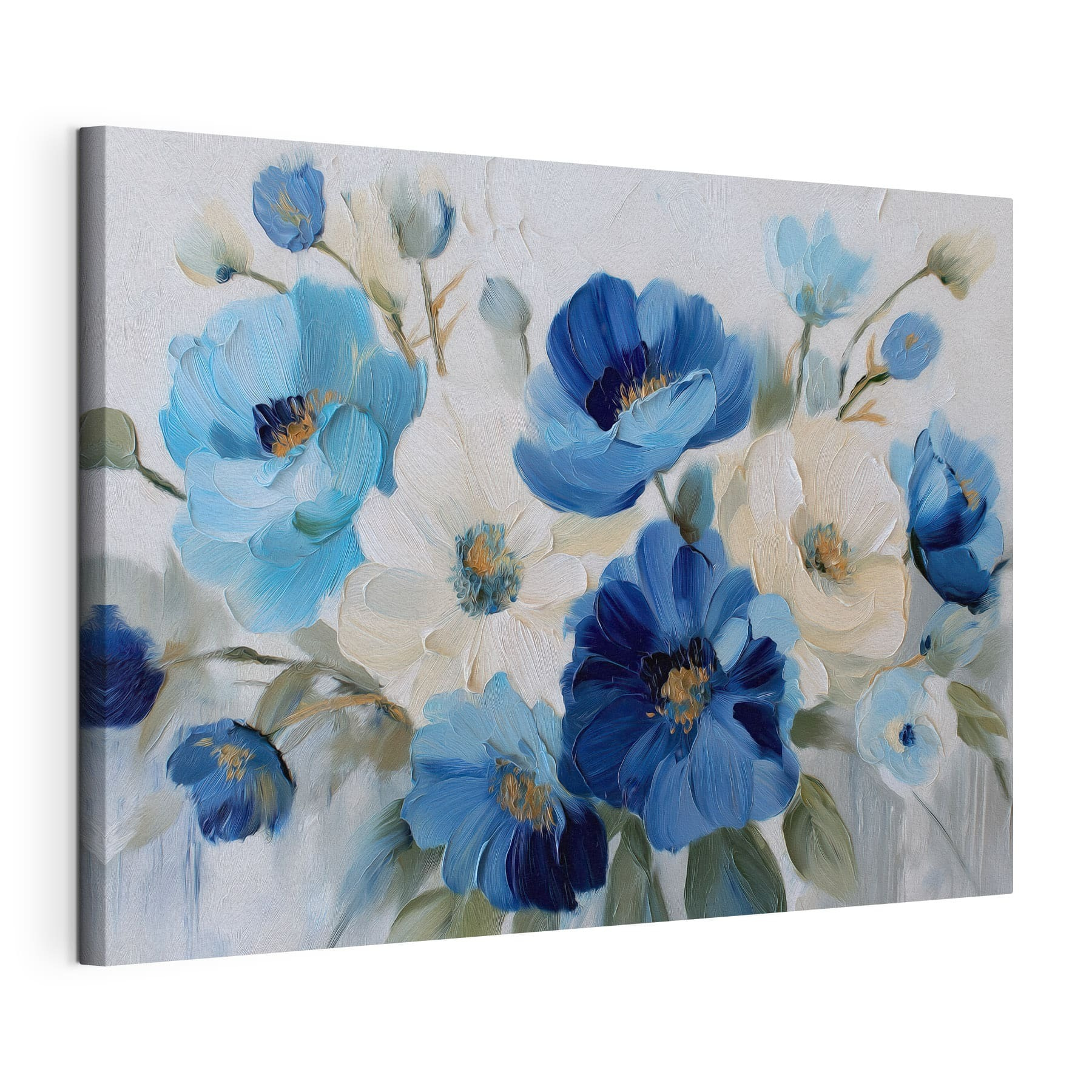 Painting of blue and white flowers Painting of blue and white flowers