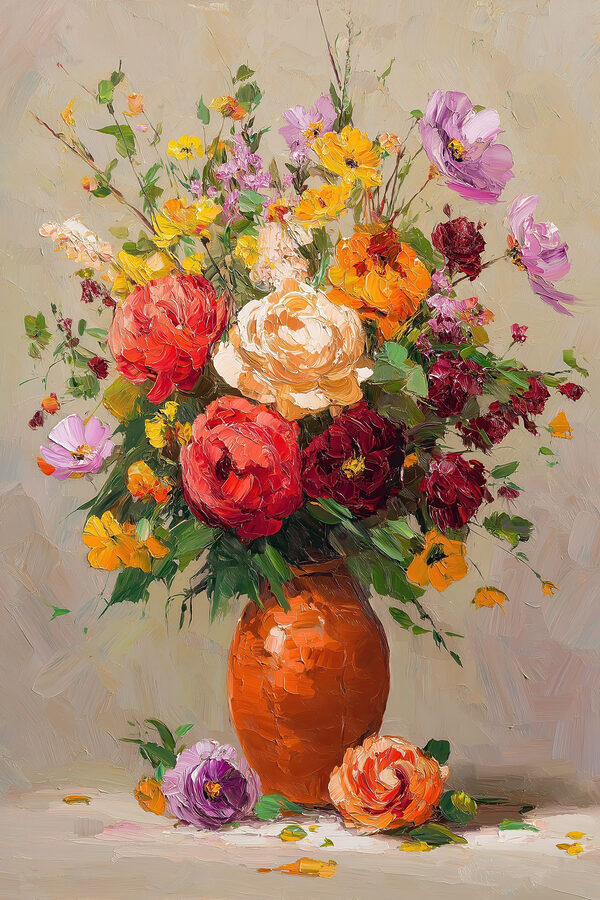 Painting of flowers in a vase