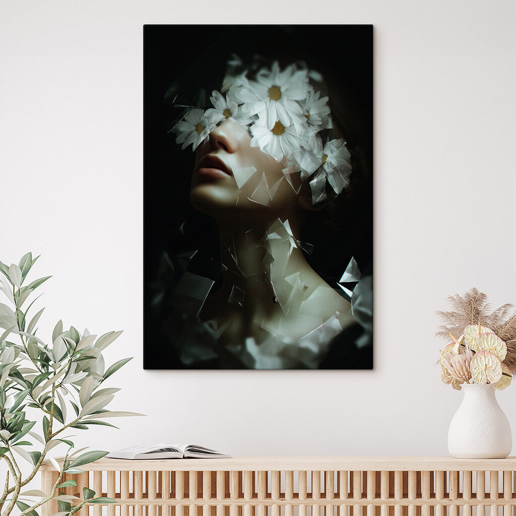 Woman with flowers on her face