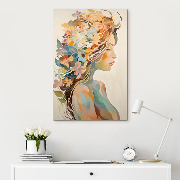 Quadri Dipinto raffigurante una donna con dei fiori tra i capelli (COD: s49451) Quadri Quadri Dipinto raffigurante una donna con dei fiori tra i capelli (COD: s49451)