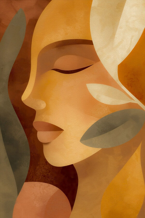 Soft hues in serene profile art
