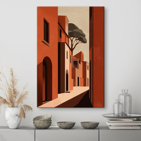 Quadri Dipinto raffigurante una strada con edifici e alberi (COD: s49436) Quadri Quadri Dipinto raffigurante una strada con edifici e alberi (COD: s49436)