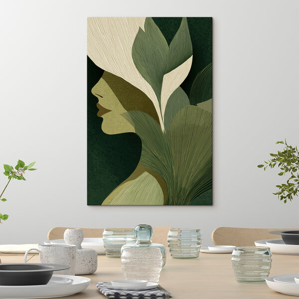 Woman's face with leaves