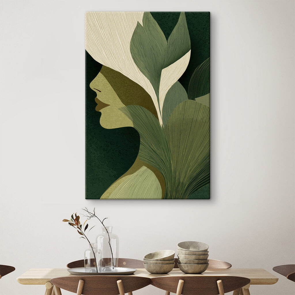 Woman's face with leaves