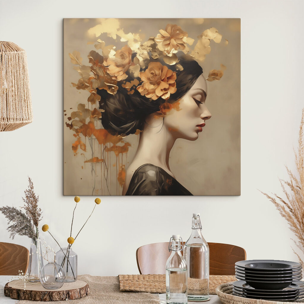 Painting of a woman with flowers in her hair