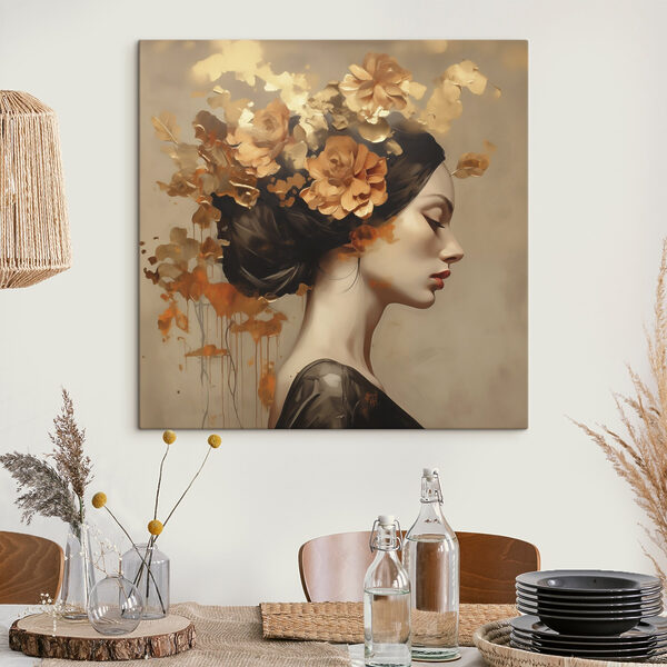 Quadri Dipinto raffigurante una donna con dei fiori tra i capelli (COD: s49401) Quadri Quadri Dipinto raffigurante una donna con dei fiori tra i capelli (COD: s49401)