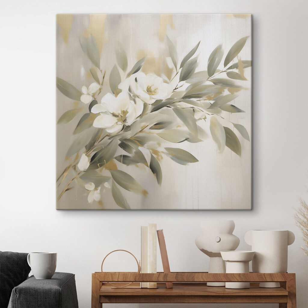 Painting of flowers and leaves