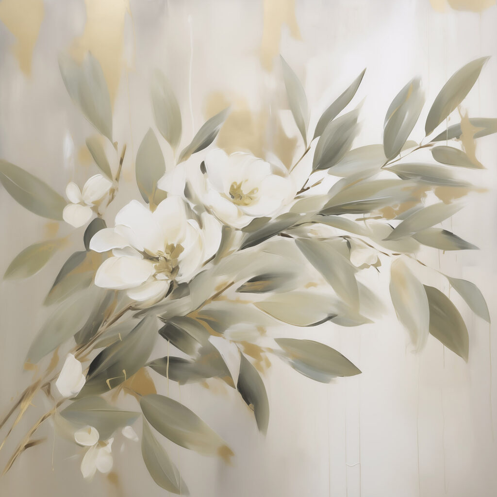 Painting of flowers and leaves