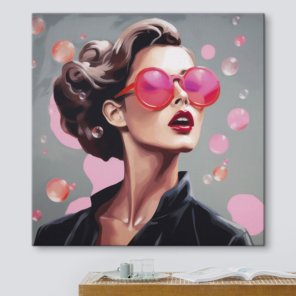 Woman wearing pink sunglasses