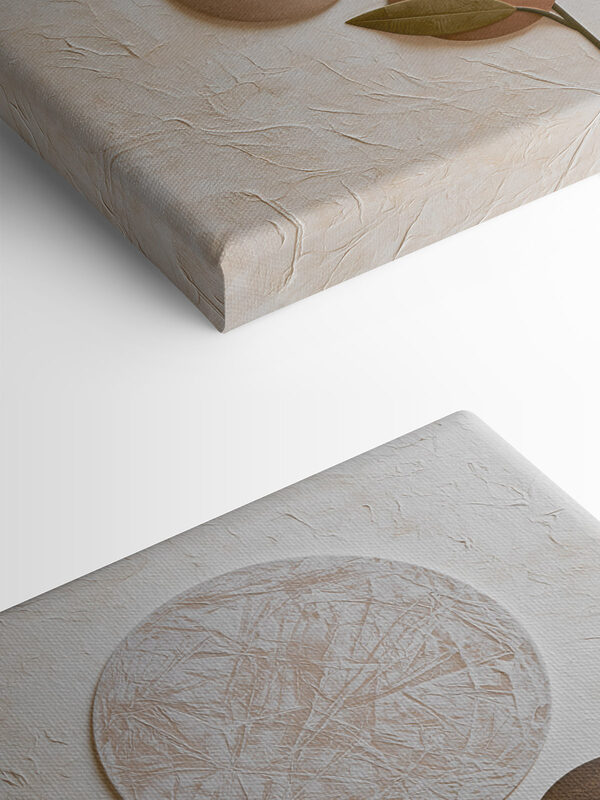 Natural shapes and earthy tones blend Natural shapes and earthy tones blend