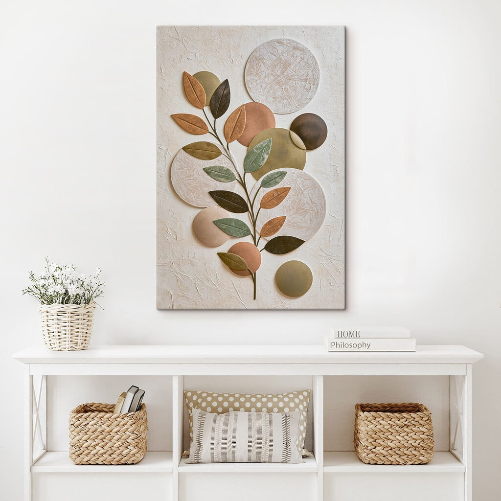 Natural shapes and earthy tones blend Natural shapes and earthy tones blend