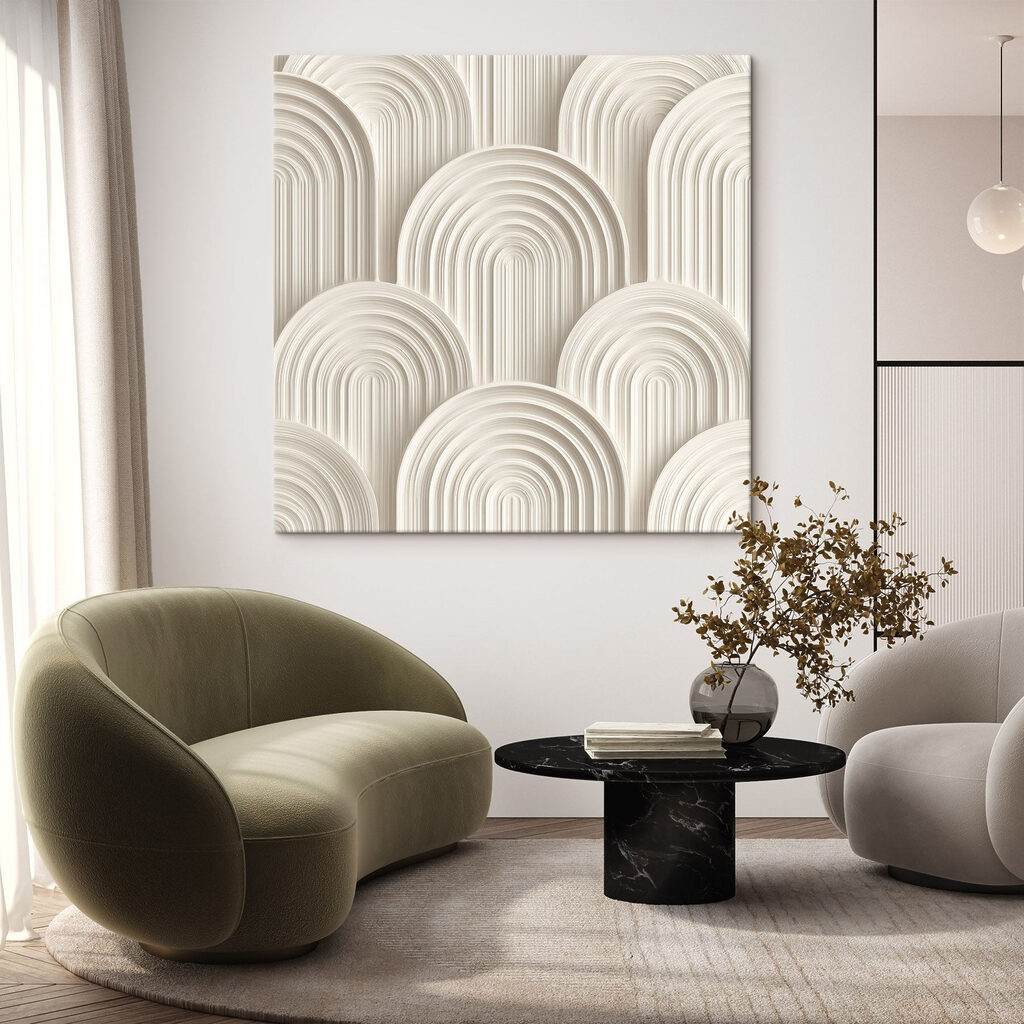 White wall with white circles