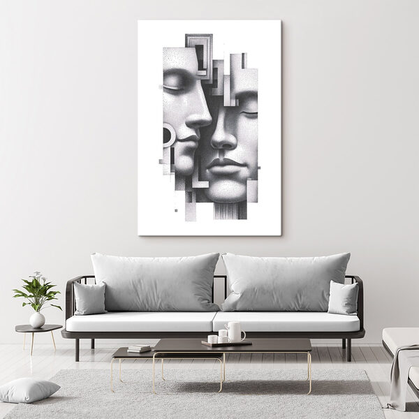 Black and white image of two faces