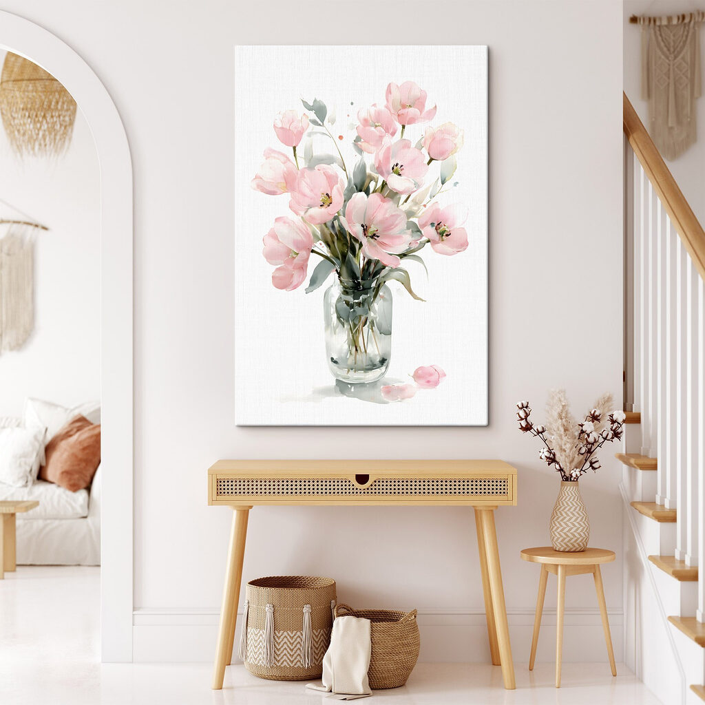 Watercolor of flowers in a glass vase