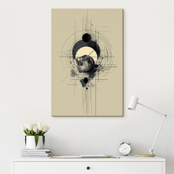 Quadri Black and white drawing of a moon and circles (COD: s49332) Quadri Black and white drawing of a moon and circles (COD: s49332)