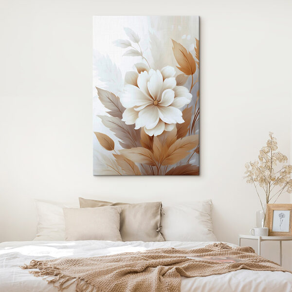 Quadri Fiore bianco con foglie marroni (COD: s45744) Quadri Quadri Fiore bianco con foglie marroni (COD: s45744)