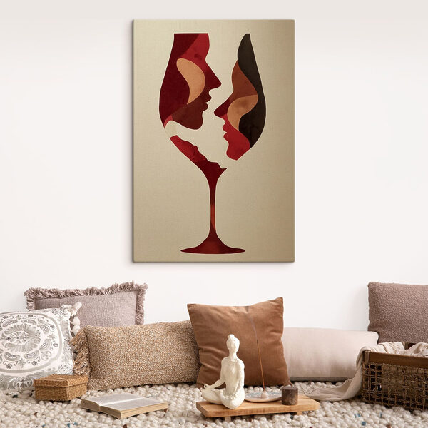 Quadri Quadri Bicchiere da vino con delle faccine disegnate all’interno (COD: s49322)