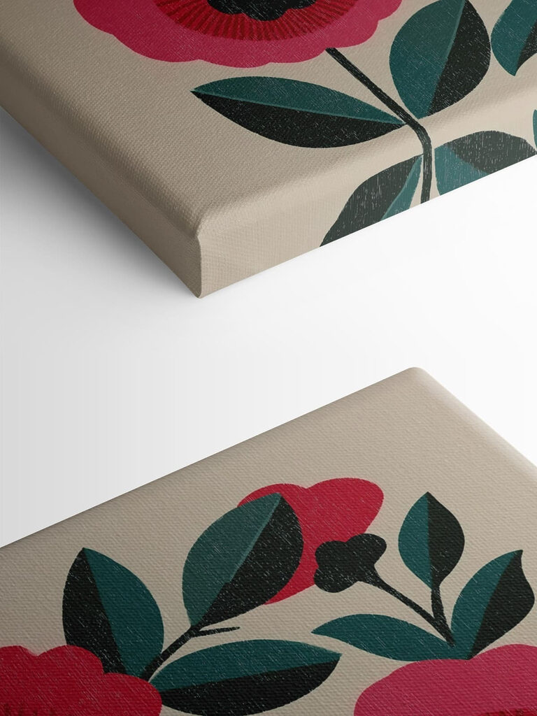 Painting of flowers and leaves