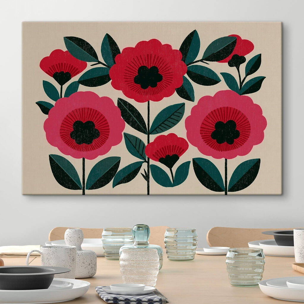 Painting of flowers and leaves