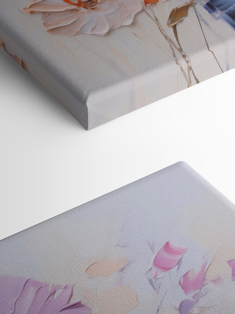 Painting of flowers on a white surface Painting of flowers on a white surface