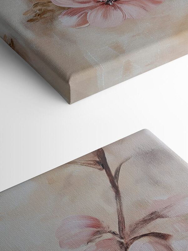 Painting of flowers on a branch