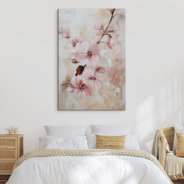 Painting of flowers on a branch