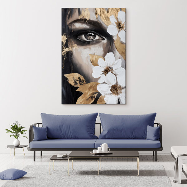 Quadri Dipinto raffigurante l'occhio di una donna e dei fiori (COD: s49272) Quadri Quadri Dipinto raffigurante l'occhio di una donna e dei fiori (COD: s49272)