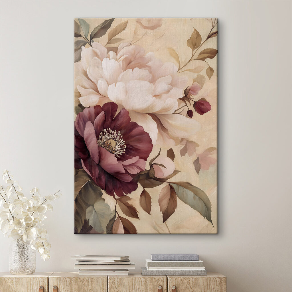 - Lush blooms in soft pastel hues - Lush blooms in soft pastel hues