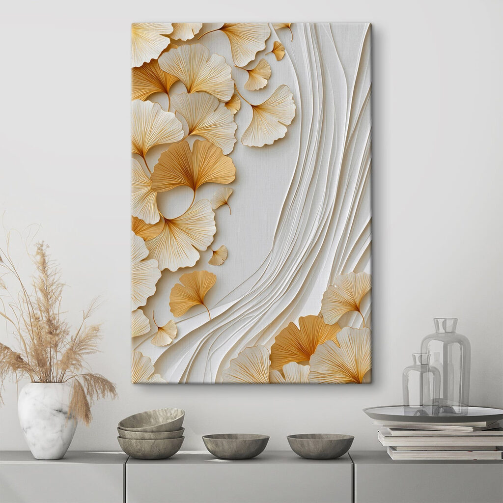 Delicate ginkgo leaves in soft tones