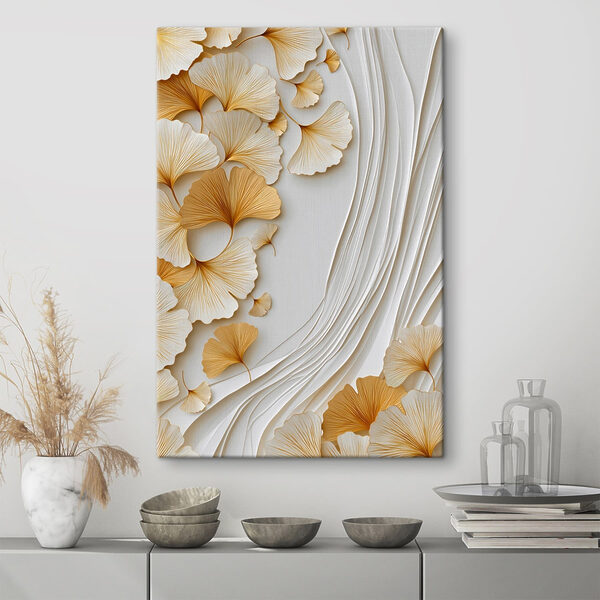 Delicate ginkgo leaves in soft tones