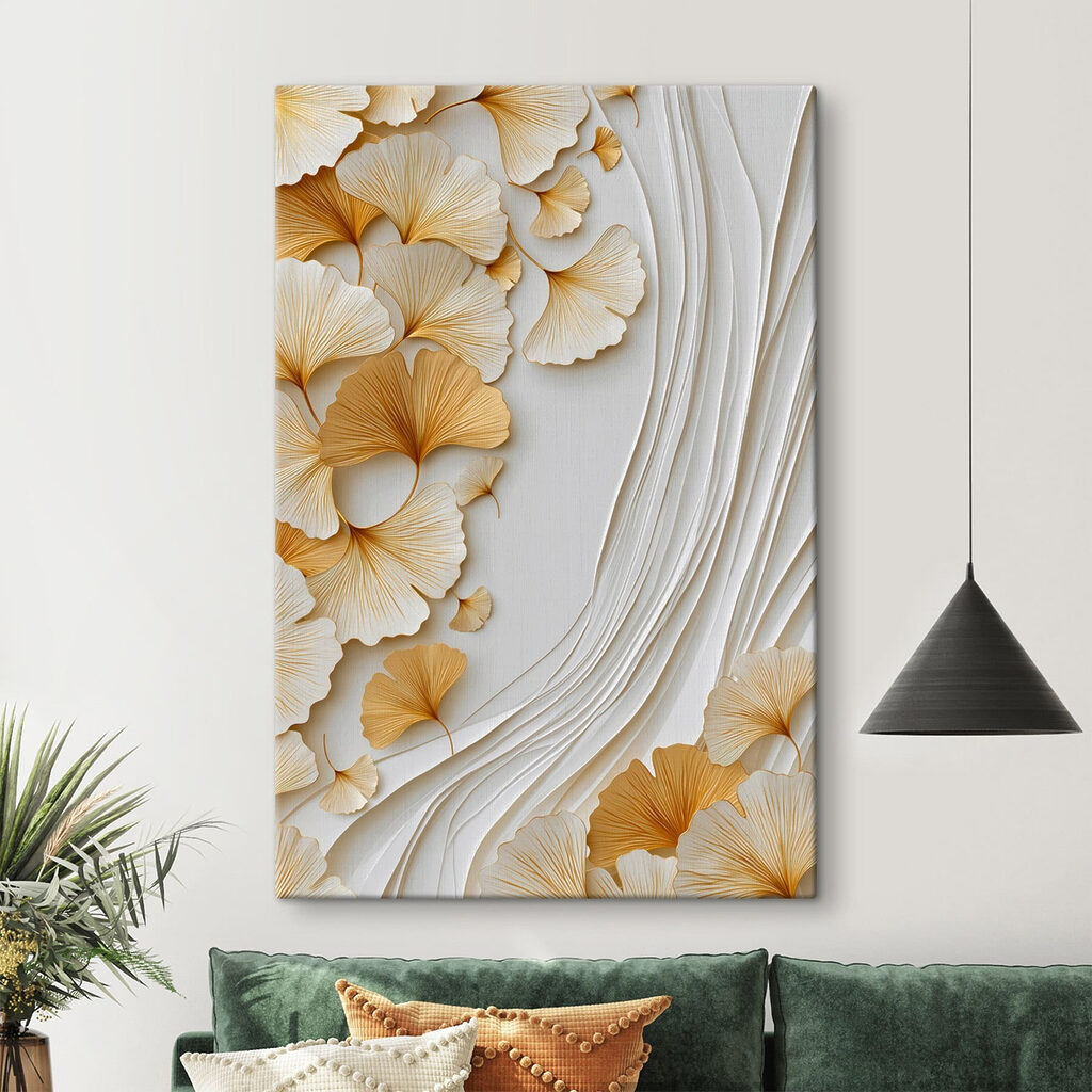 Delicate ginkgo leaves in soft tones
