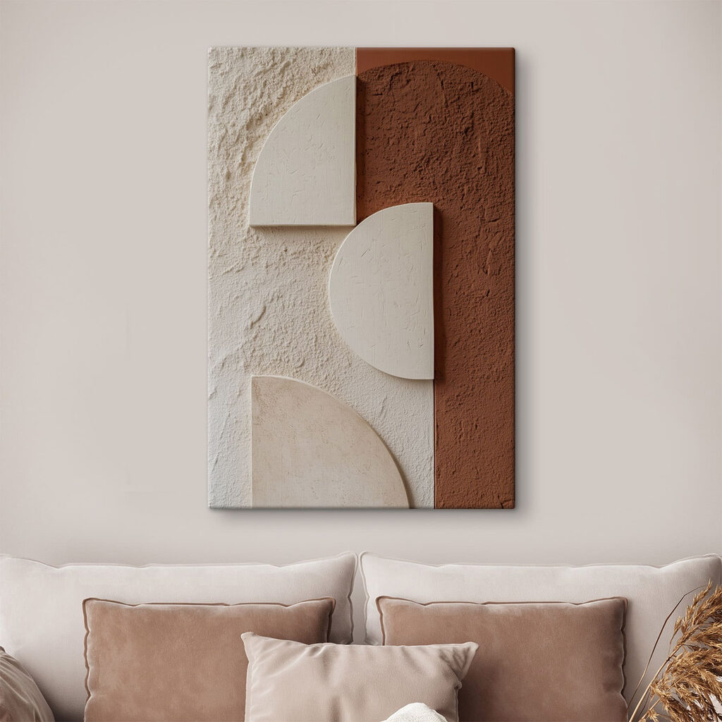Wall with white and brown shapes