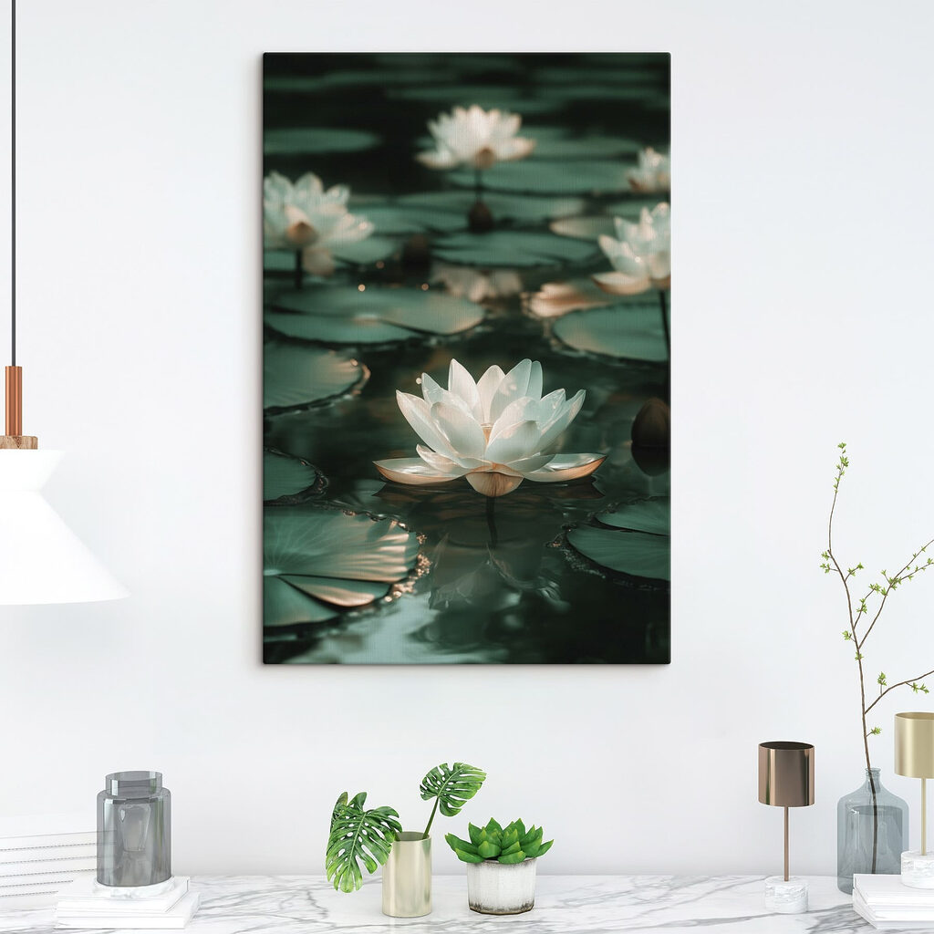 White flower on water White flower on water
