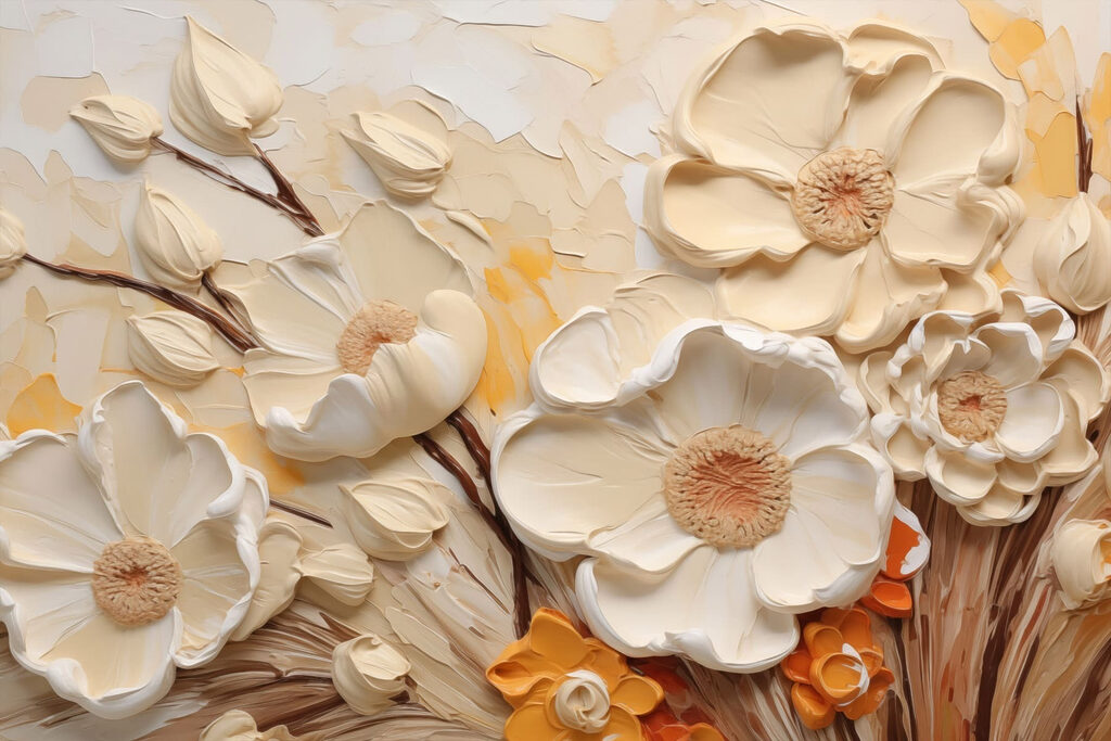 Painting of flowers on a wall Painting of flowers on a wall