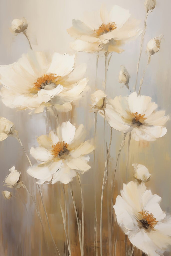 Painting of white flowers Painting of white flowers