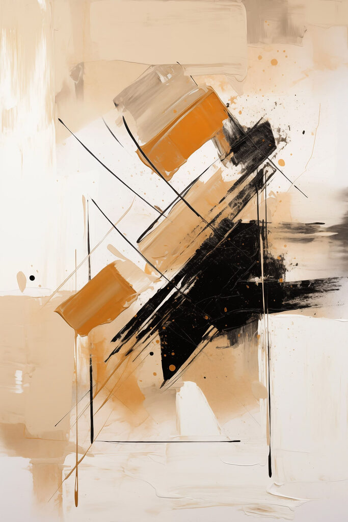 Painting of a black and orange paint Painting of a black and orange paint