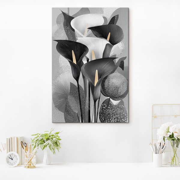 Composizione di fiori bianchi e neri Quadri Composizione di fiori bianchi e neri