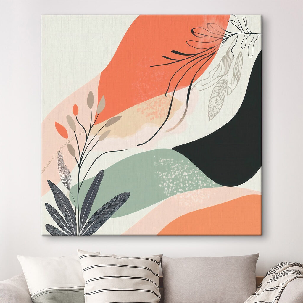 Colorful art with leaves and shapes