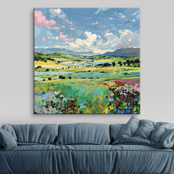 Painting of a field of flowers