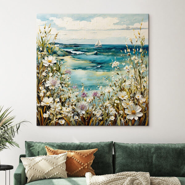 Quadri Quadri Dipinto raffigurante dei fiori e uno specchio d'acqua (COD: s48813)