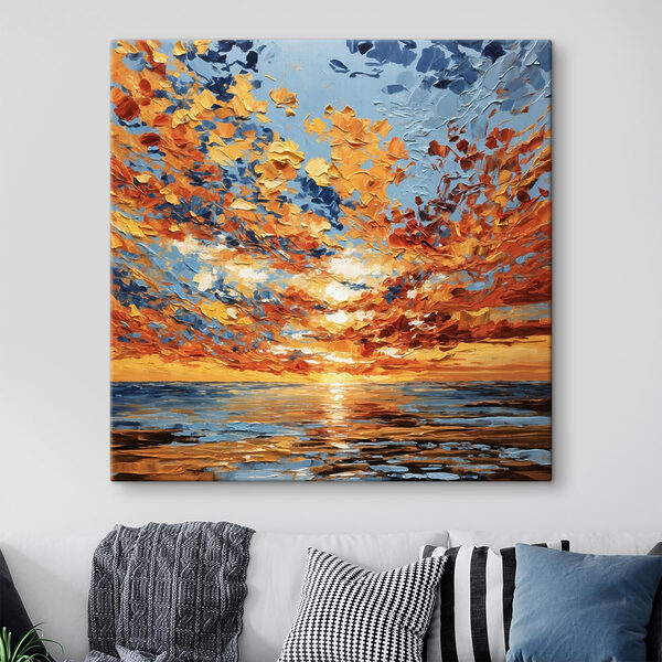 Quadri Dipinto raffigurante un tramonto sull'acqua (COD: s48810) Quadri Quadri Dipinto raffigurante un tramonto sull'acqua (COD: s48810)