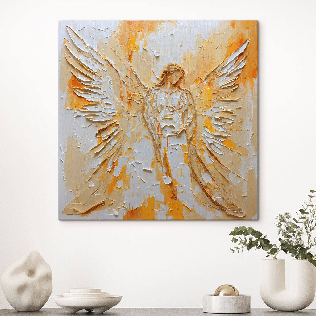 Painting of a woman with wings
