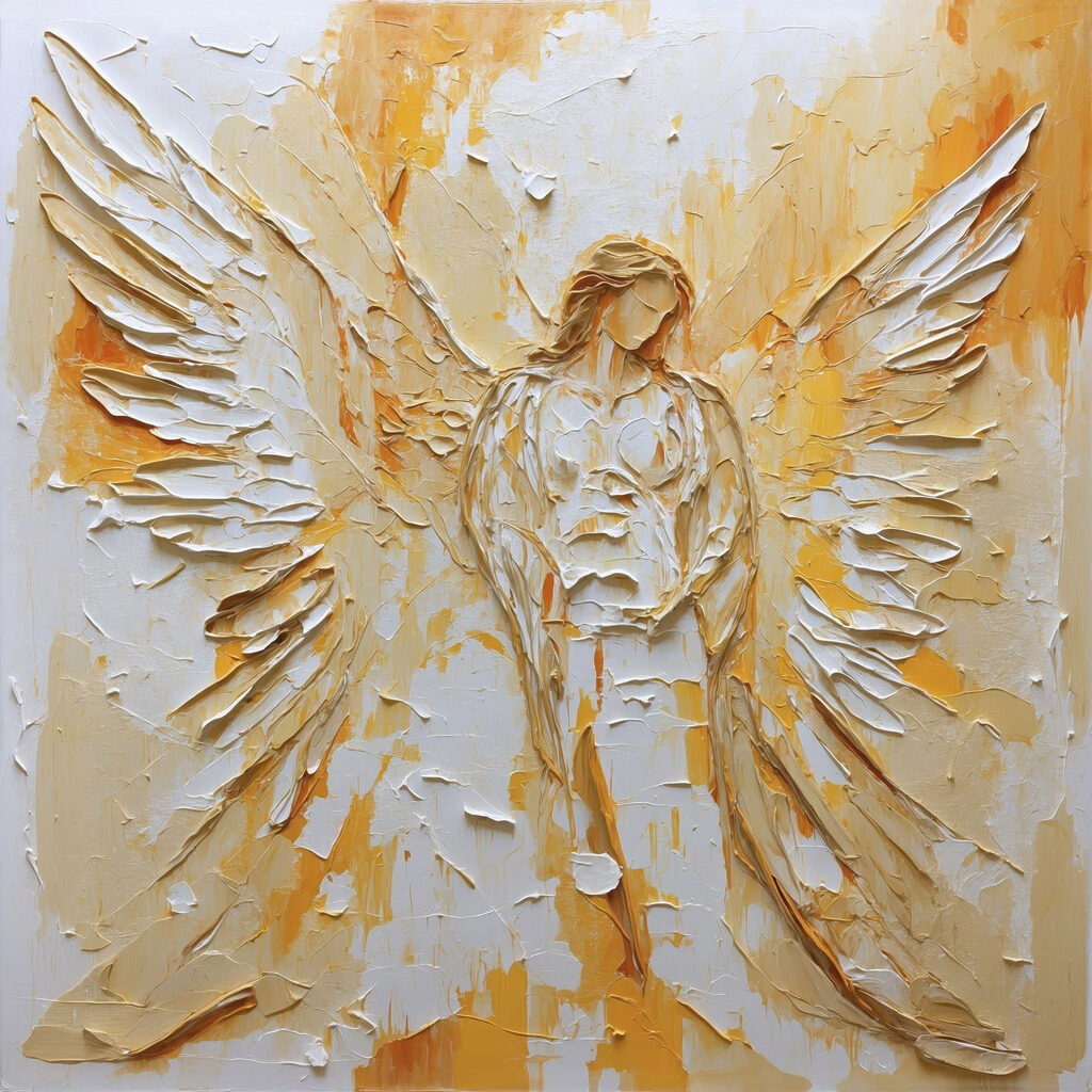 Painting of a woman with wings