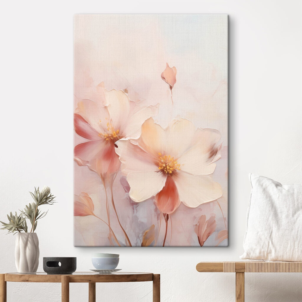 Painting of flowers on a white surface
