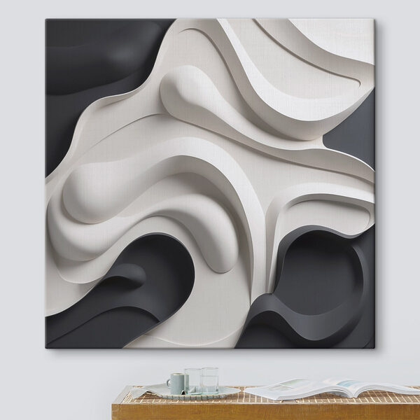 Quadri Forme ondulate in bianco e nero (COD: s48773) Quadri Quadri Forme ondulate in bianco e nero (COD: s48773)